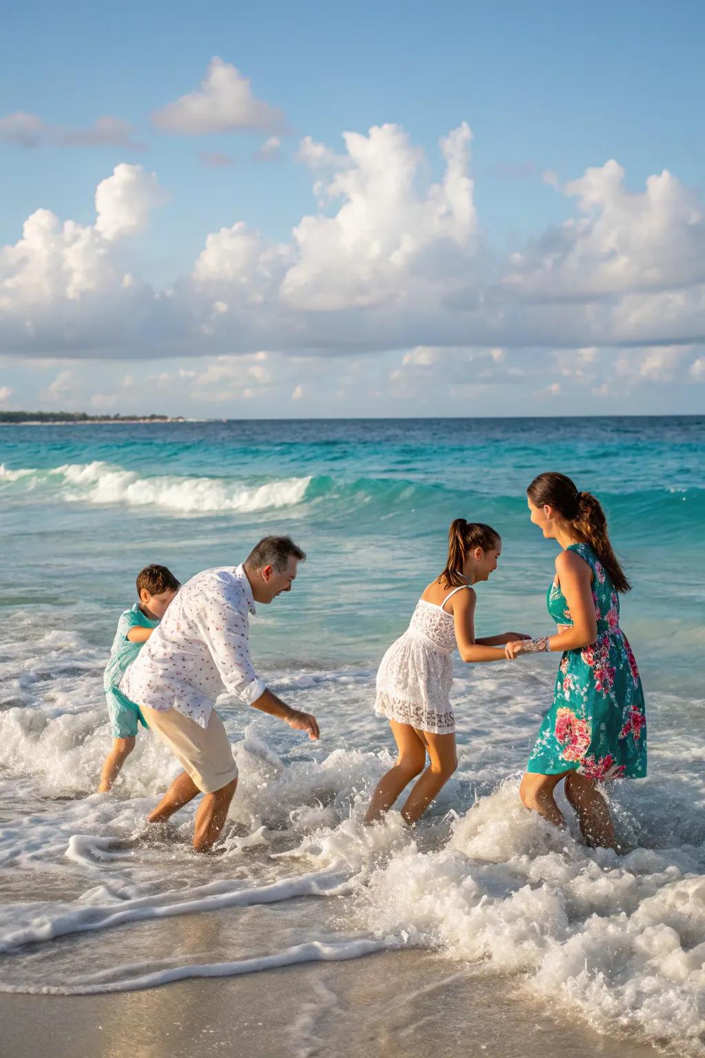 The beach provides a stunning and natural setting for family fun.