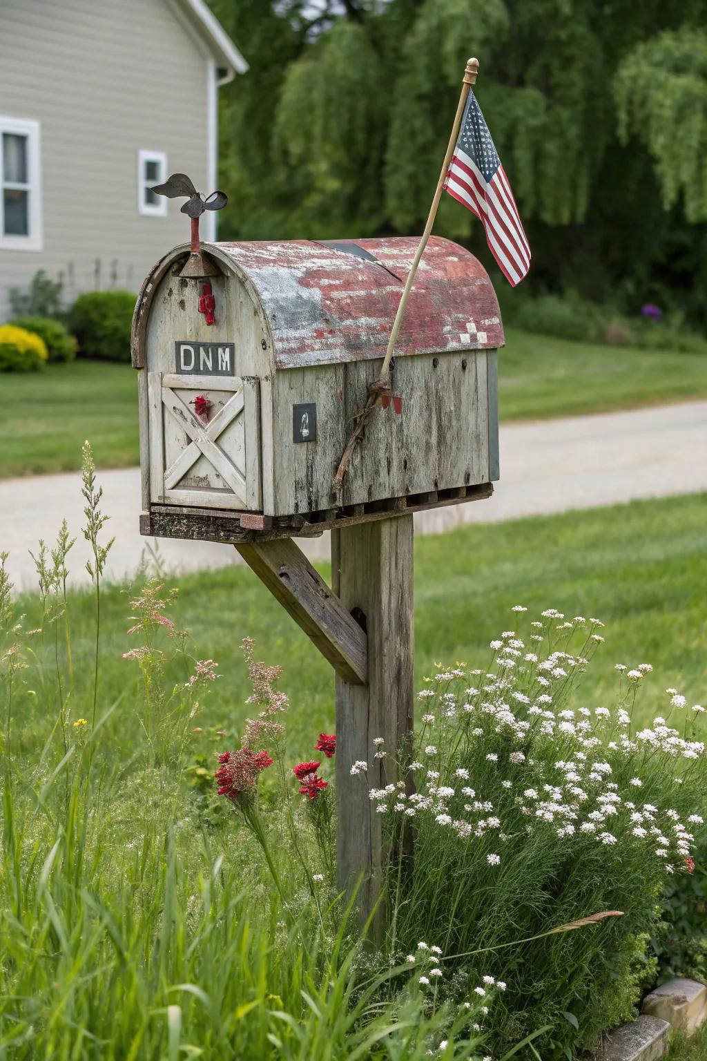 A letter-shaped mailbox brings vintage charm to any farmhouse.