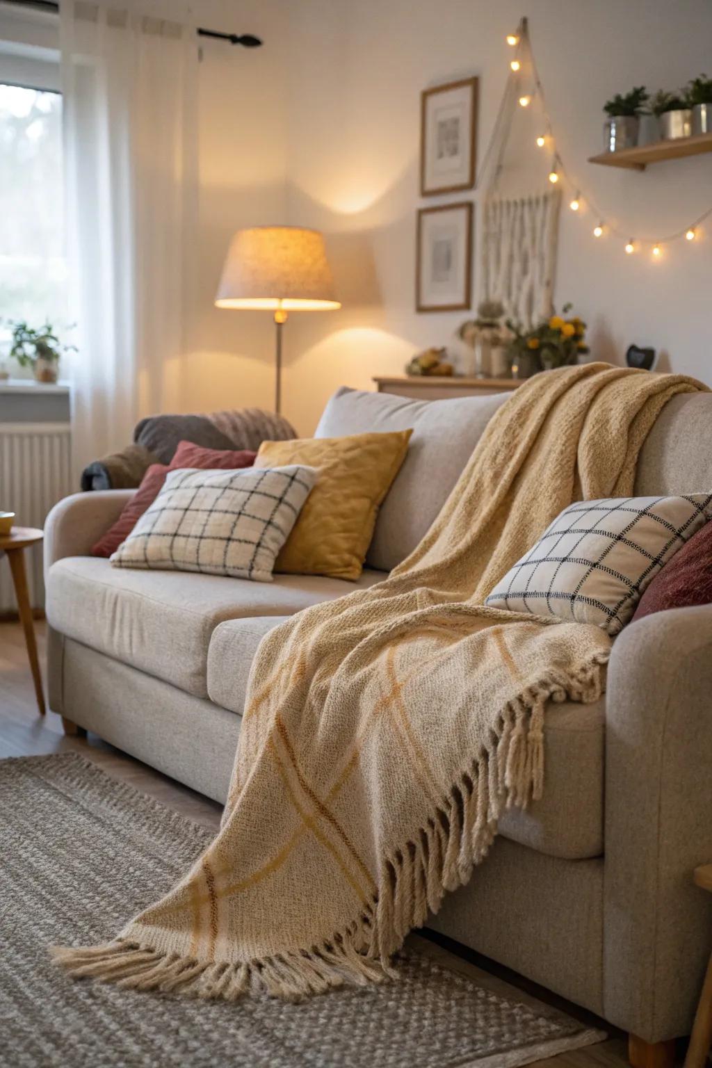 Soft textures offer warmth and invite relaxation.