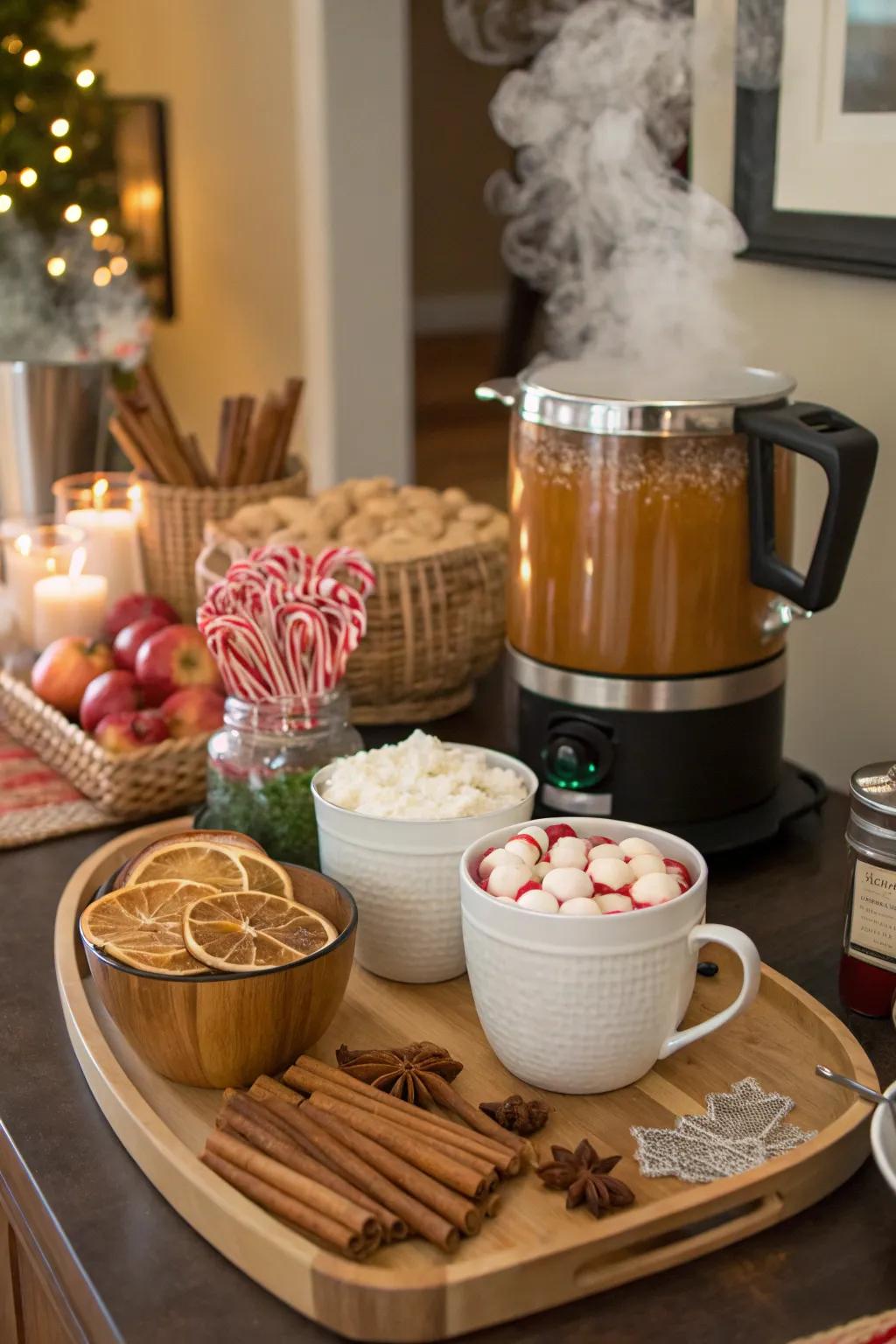 A fruit juice station is a cozy supplement to any autumn event.