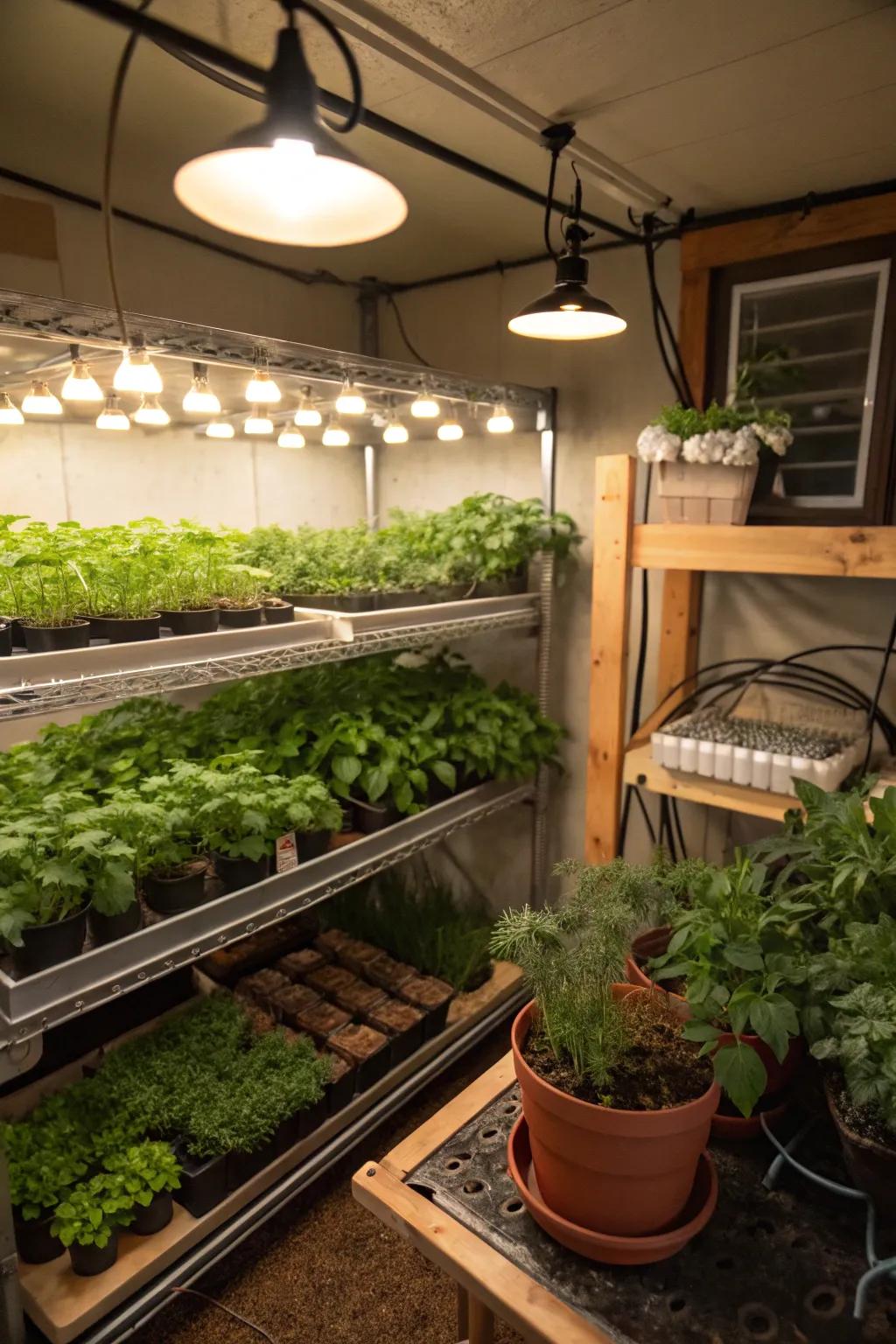 Grow an indoor spice garden in your crawl space.