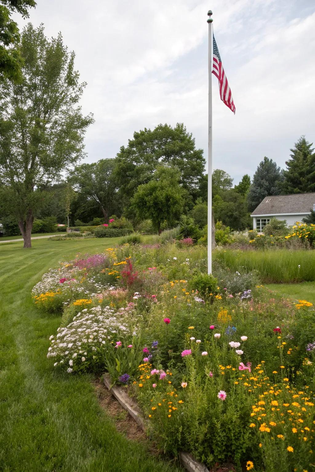 Wildflowers introduce natural beauty and color to flagpole areas.