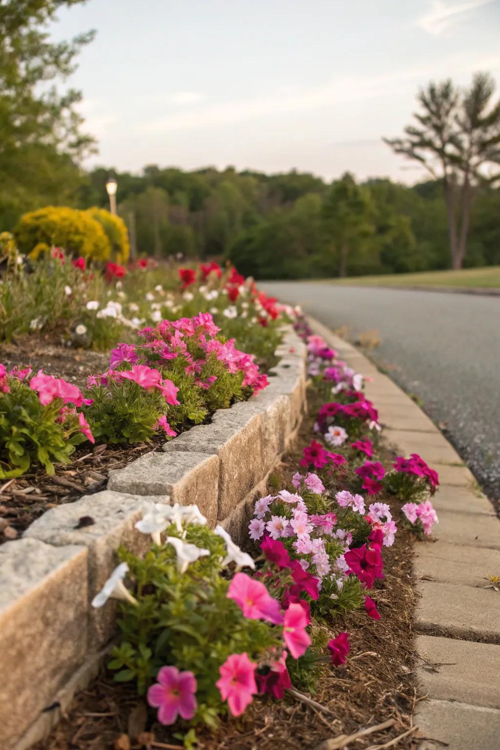 Dynamic plant borders presenting a natural and organic flower bed edge.