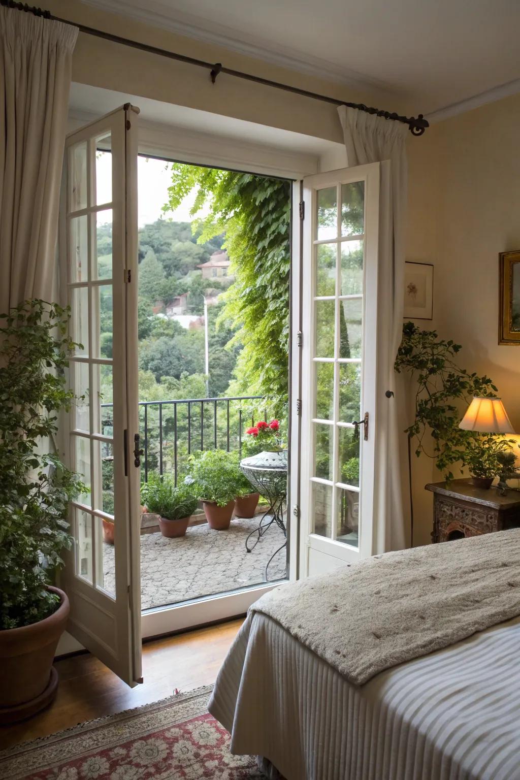 Panel doors invite light and nature into your room.