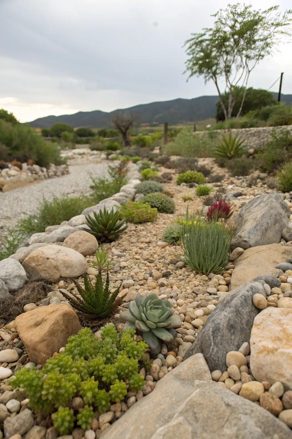 A diminutive garden inside your streambed enhances detail and charm.