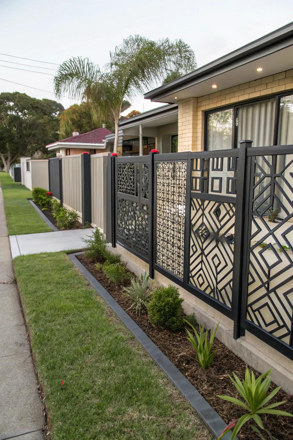 Geometric patterns transform fences into eye-catching declaration pieces.