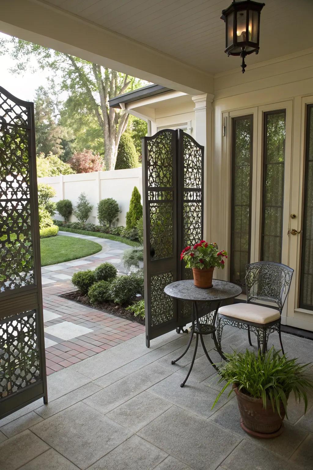 On your patio, create a private sanctuary with decorative panels.