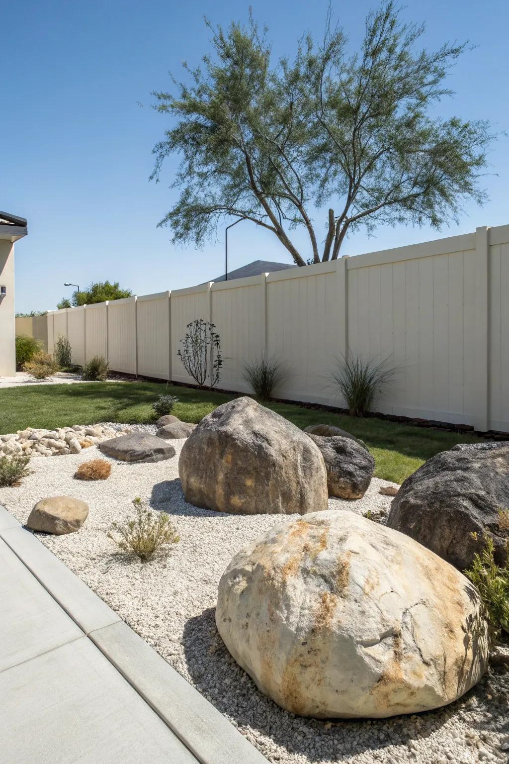 Fashion a minimalist landscape through strategically situated stones.