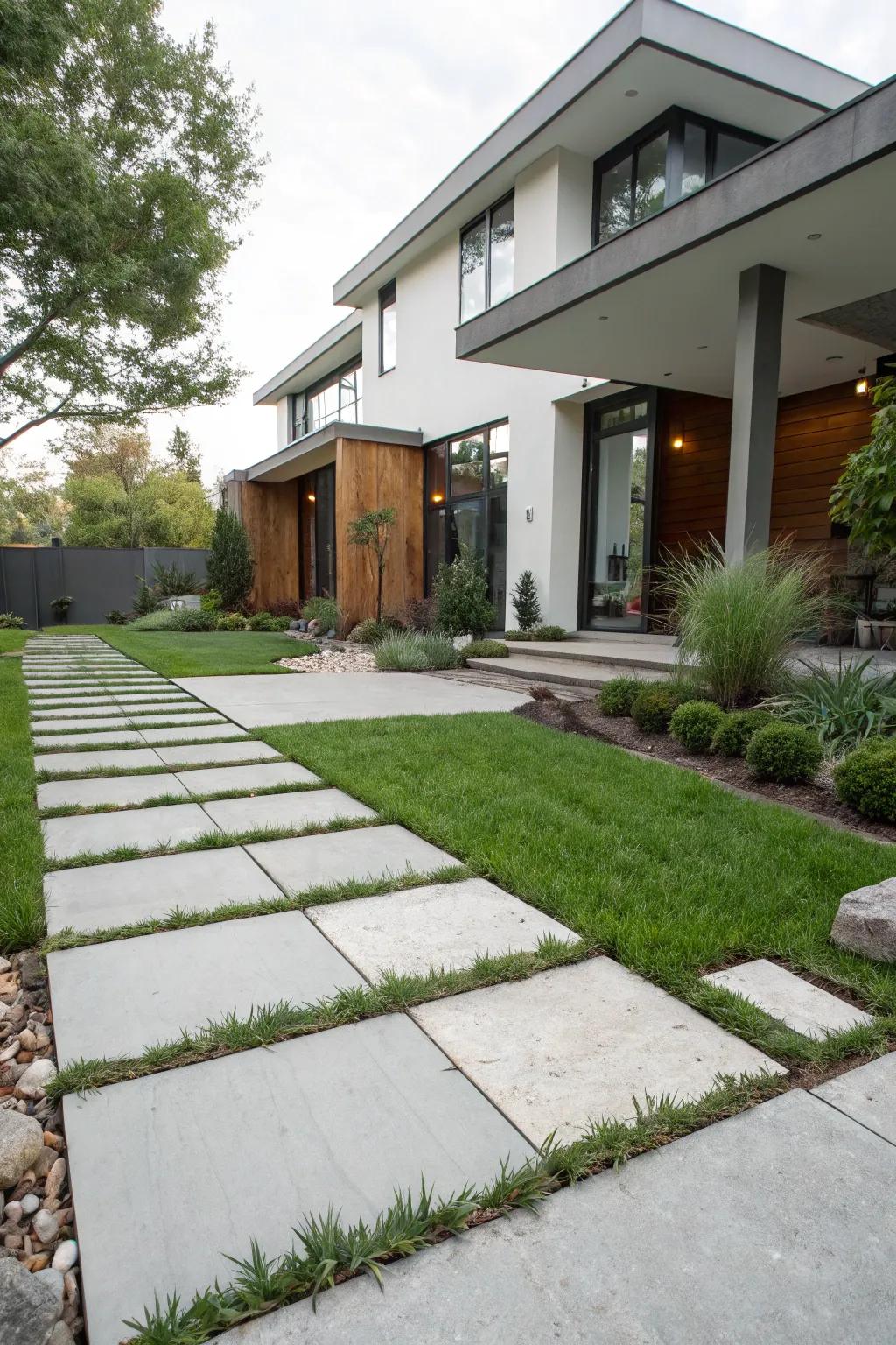 Large slab pavers provide a modern touch.