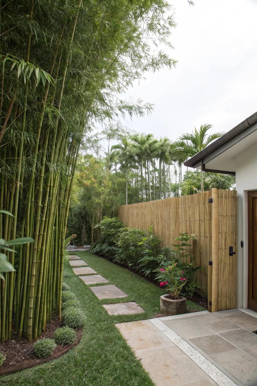 Cane screens bring a touch of the tropics with quick-growing seclusion.