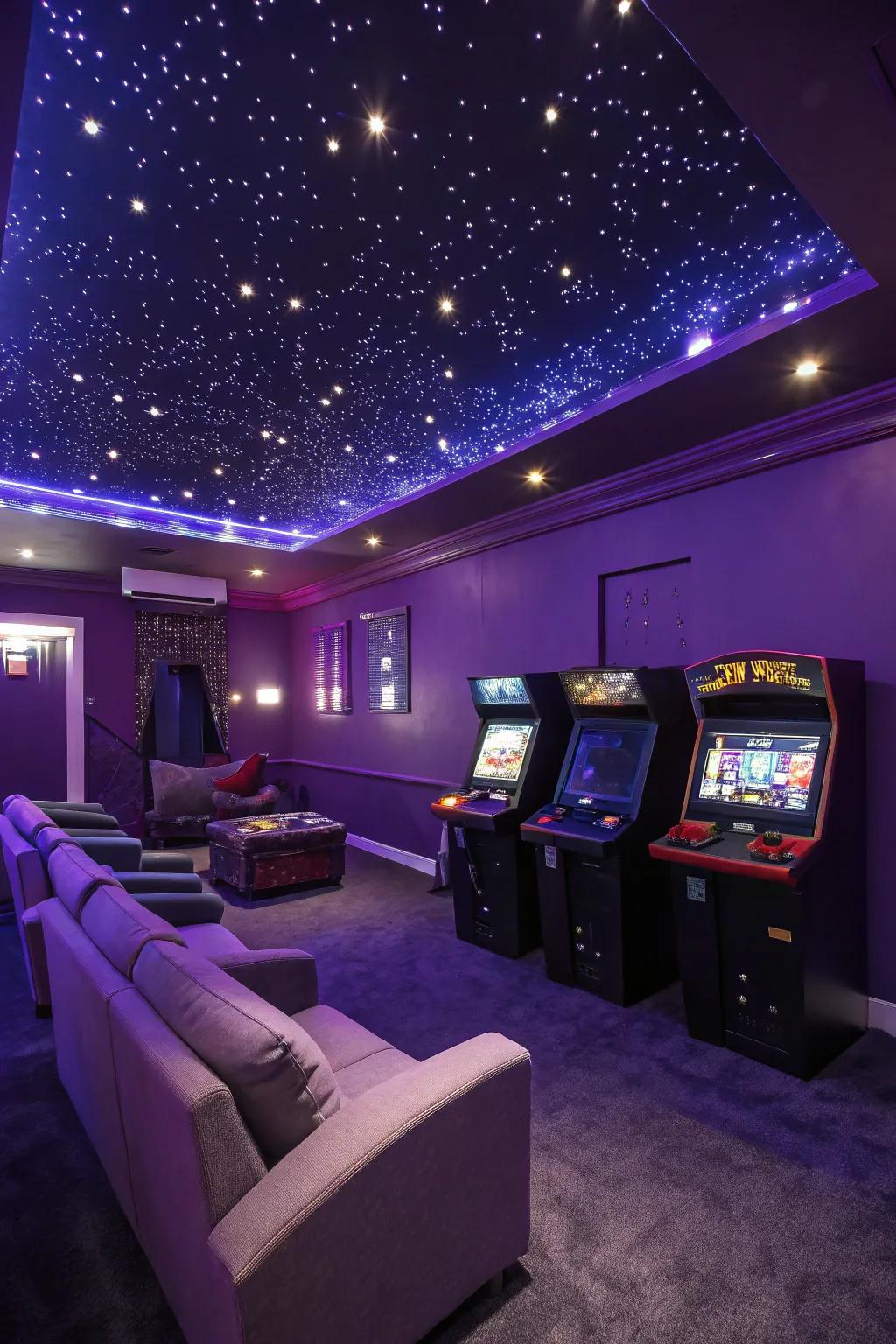 Cosmic colors inspire imagination and creativity in the game room.