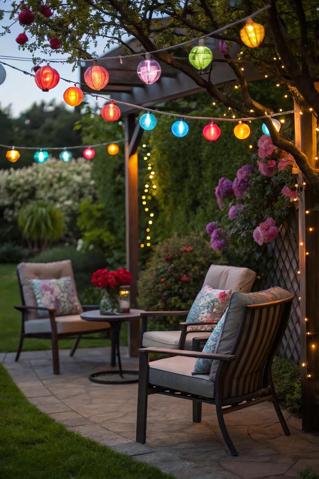 Incorporate a dash of color utilizing playful sun lights.