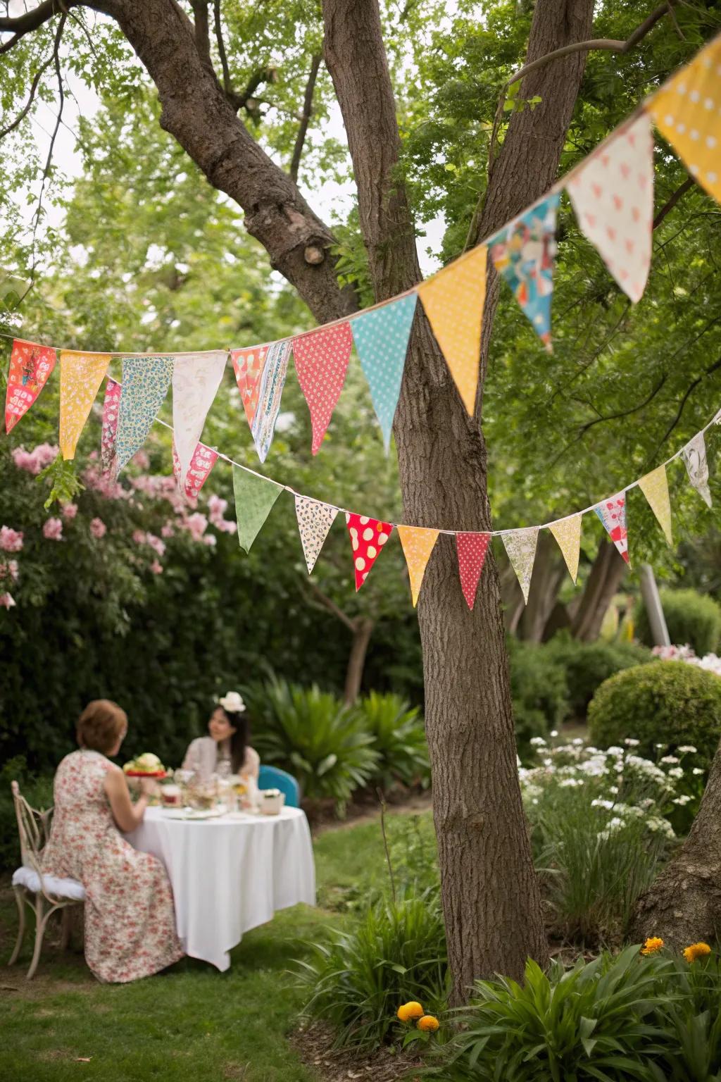 Flagging introduces a playful, festive atmosphere to outdoor gatherings.