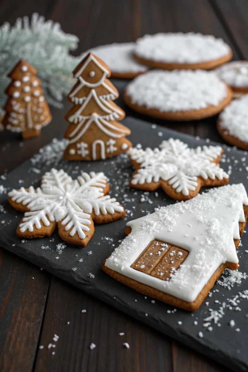 A snowy gingerbread winter wonderland.