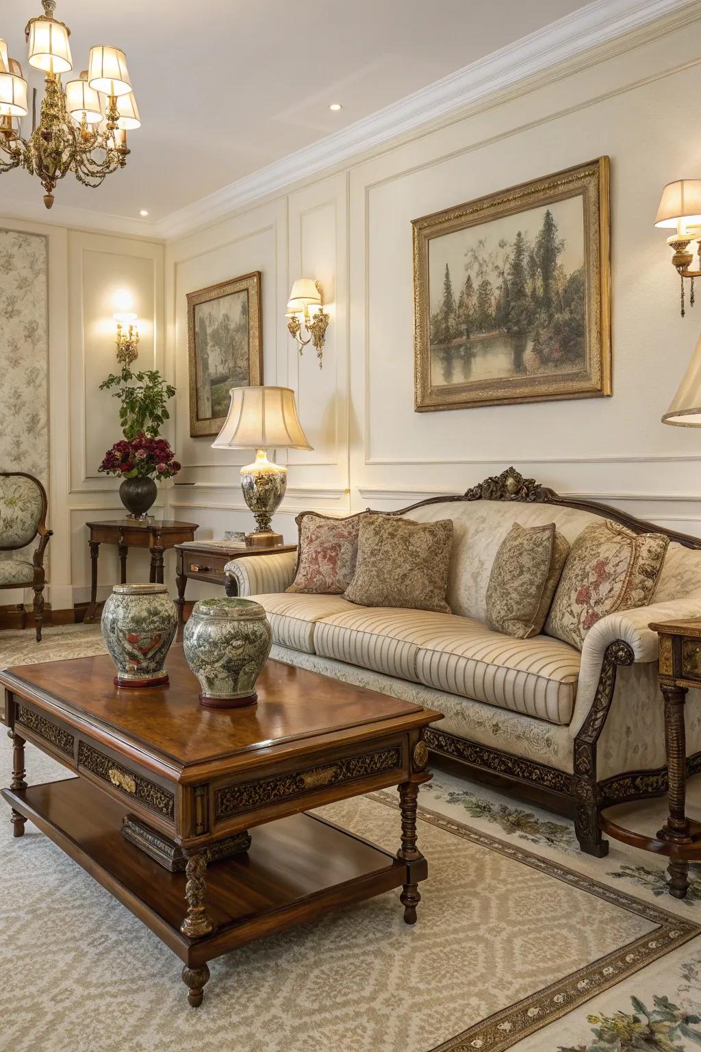 A charming living area with retro finds adding distinctiveness.