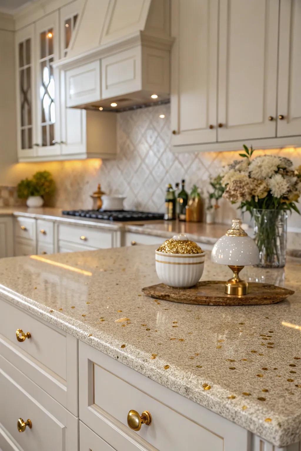 Glimmer granite introduces a hint of luxury to any kitchen.
