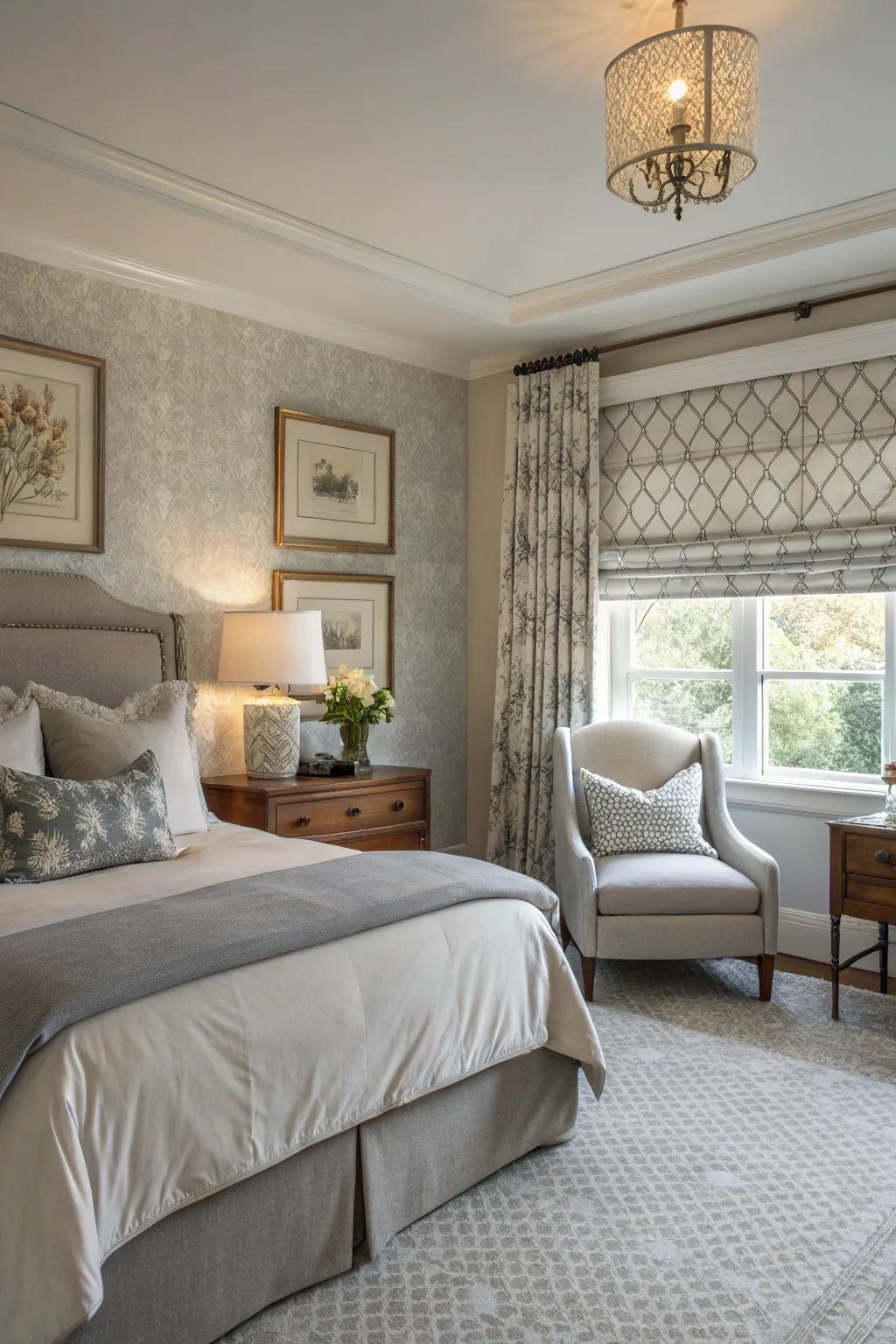 Pleated blinds ensure seclusion with an elegant touch.