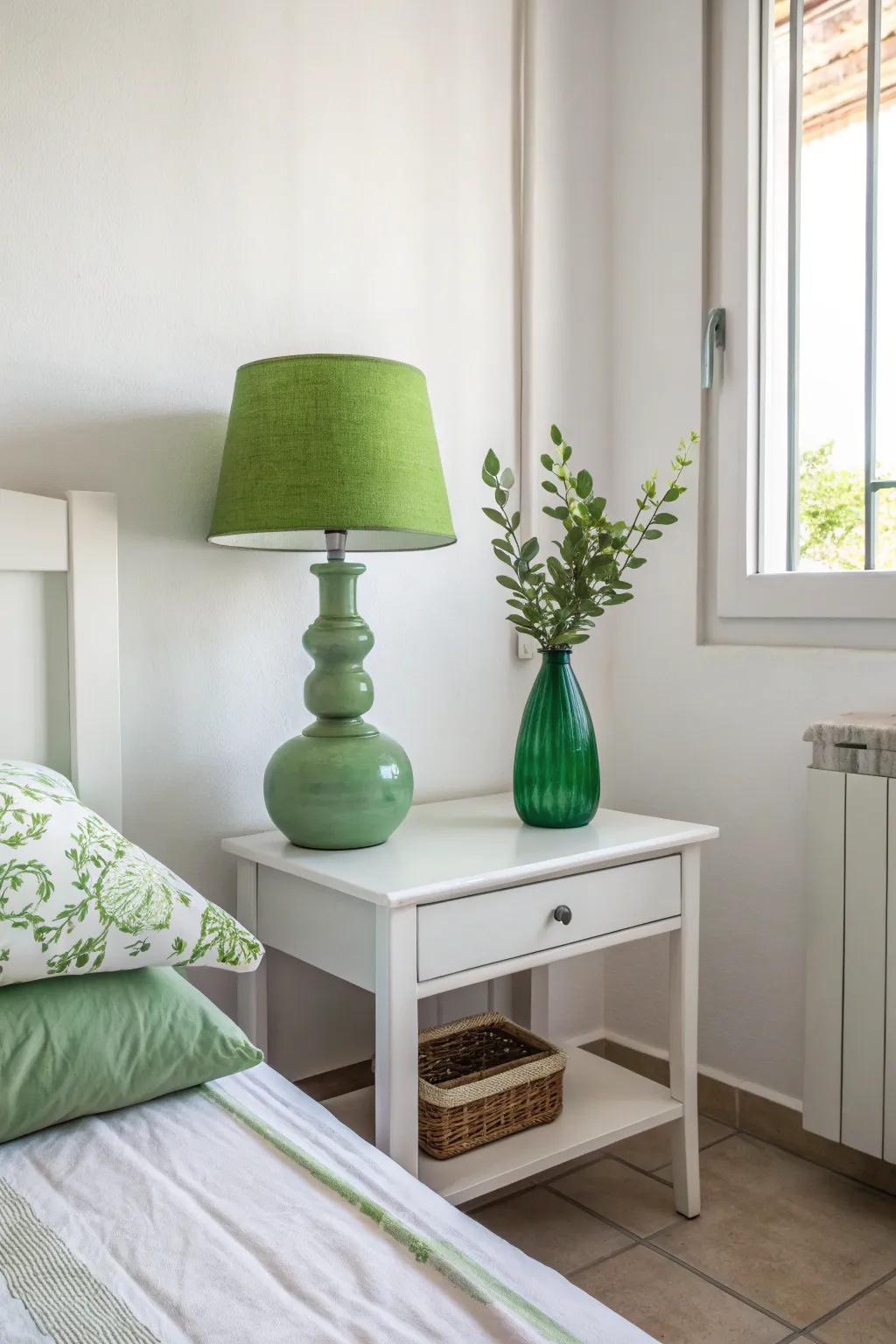 Simple green design creates a calm and uncluttered mood.