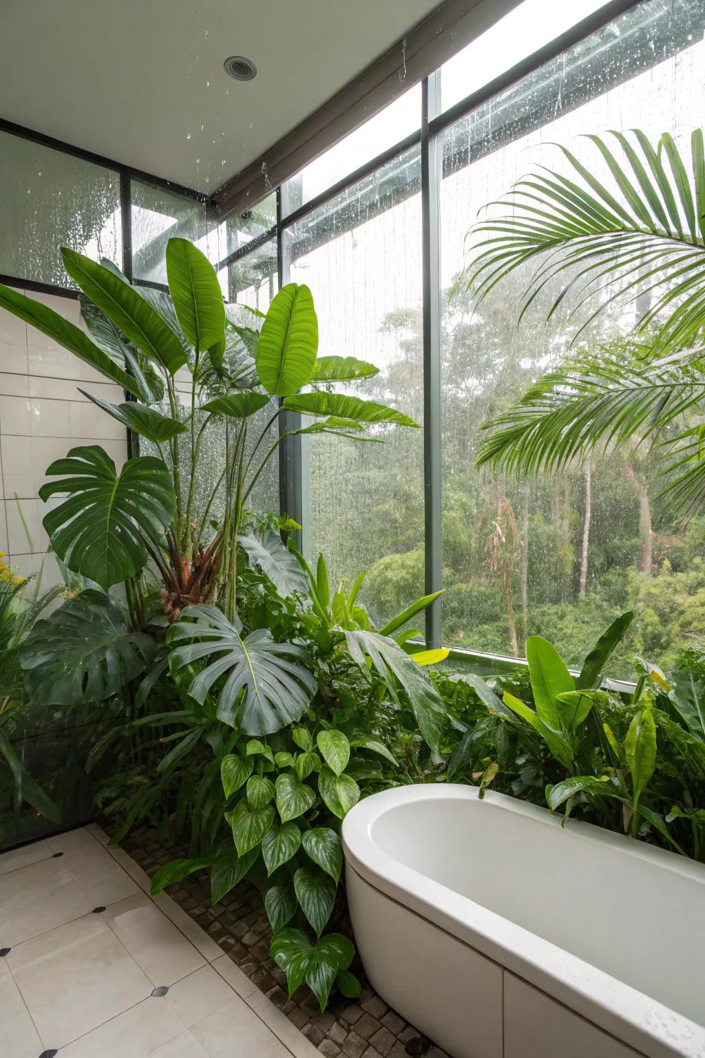 Harness bathroom humidity to create a vibrant, tropical plant environment.