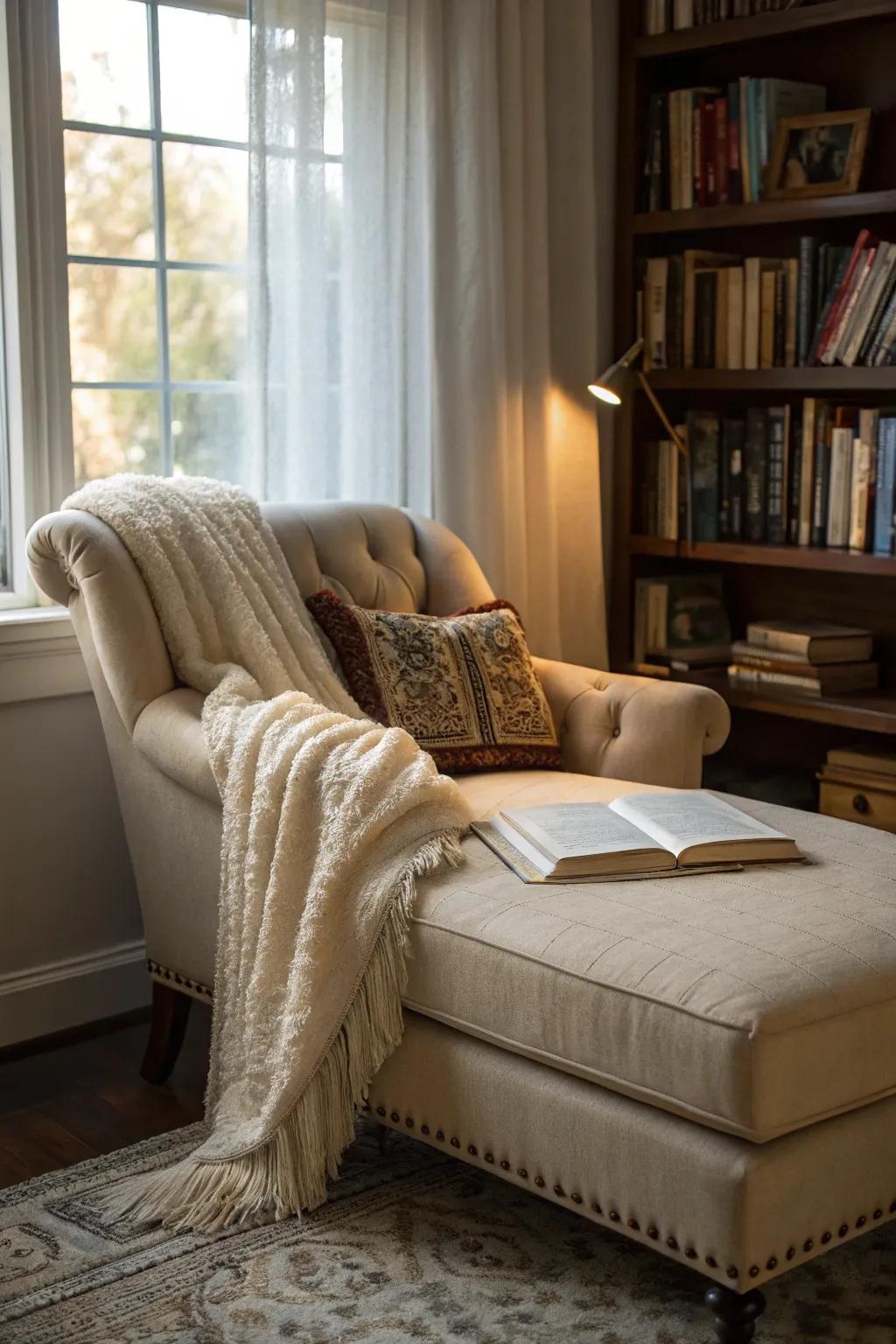 A sleeper chaise adding elegance and versatility to your decor.