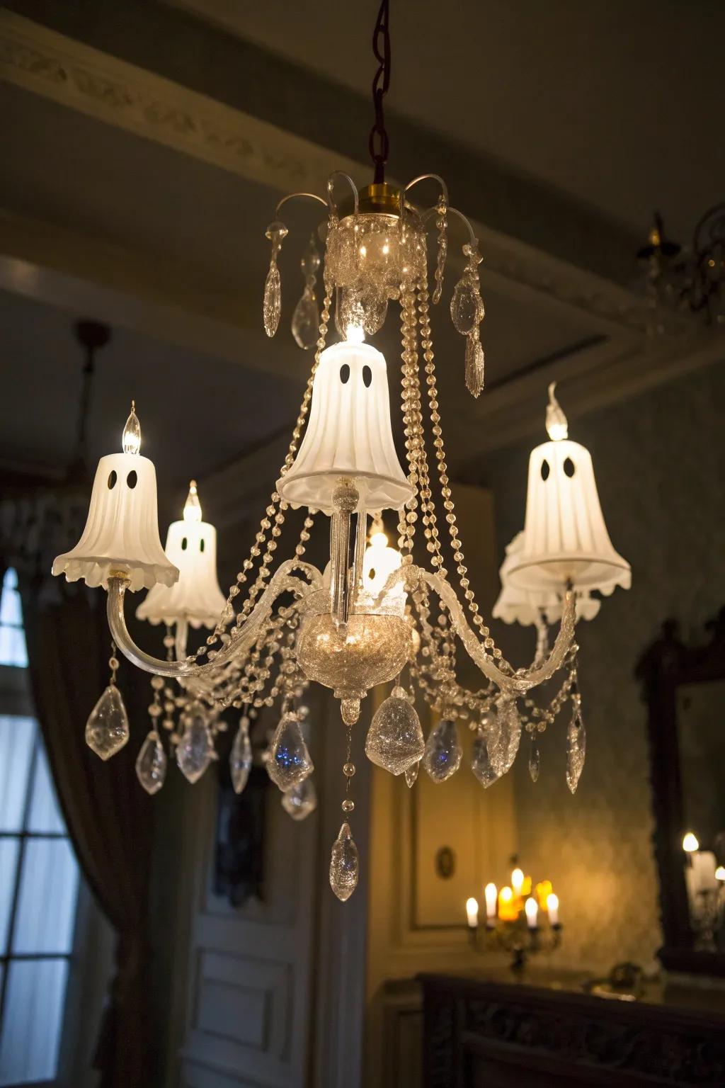 Glowing ghosts evoke a spectral ambiance on your chandelier.