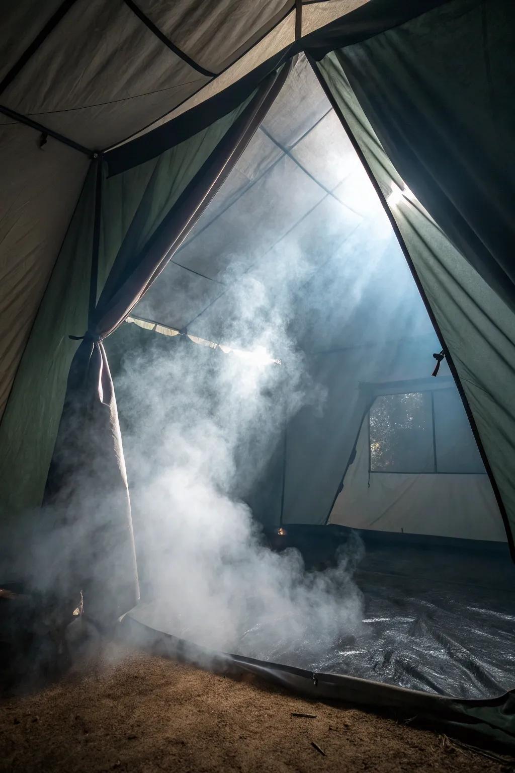 Incorporate mystery using a foggy ambiance within your Halloween tent.