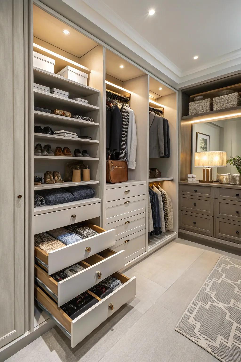 Hidden compartments provide security and surprise in your closet.
