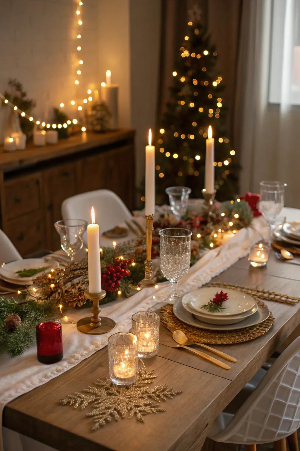 Fairy illumination adds a magical element to your holiday table.