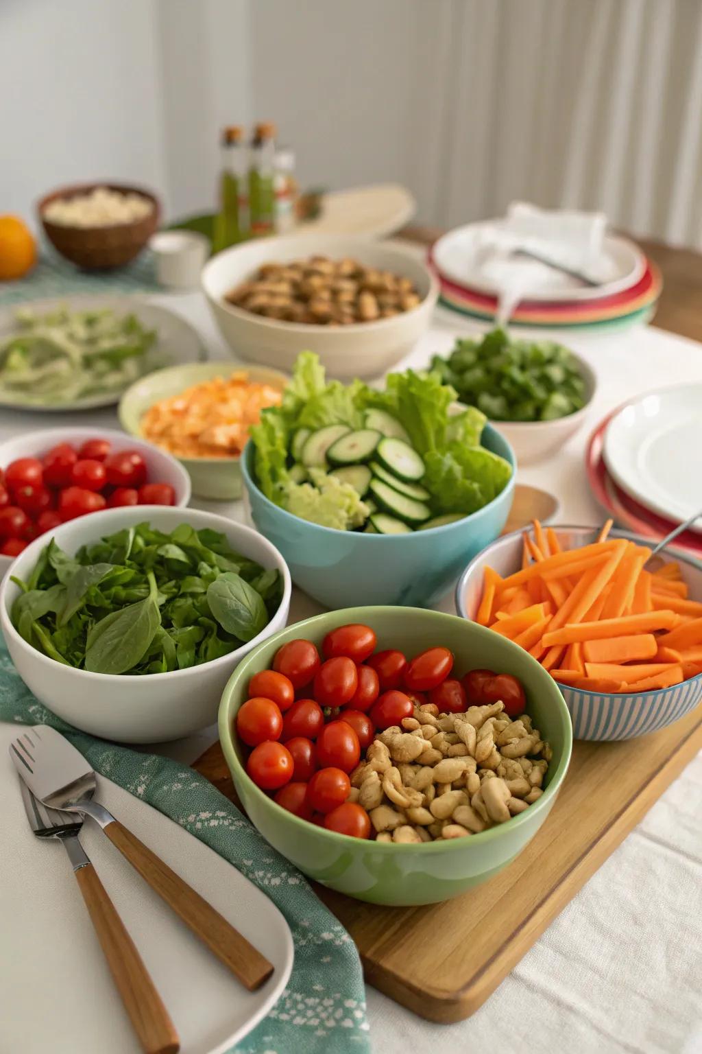 A personalized salad bar setup encouraging customization.