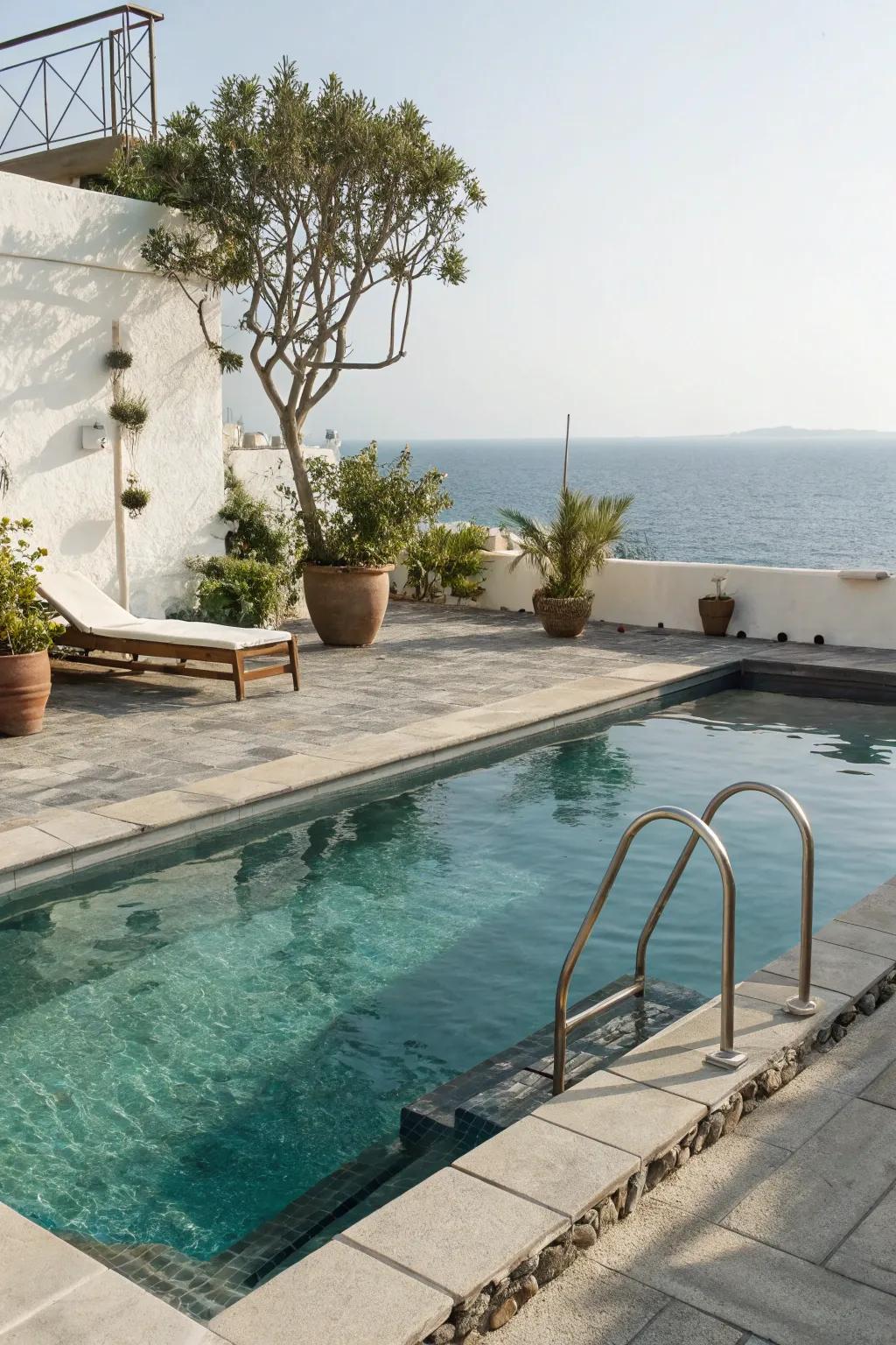 An eco-friendly saline pool for a chemical-free swim.