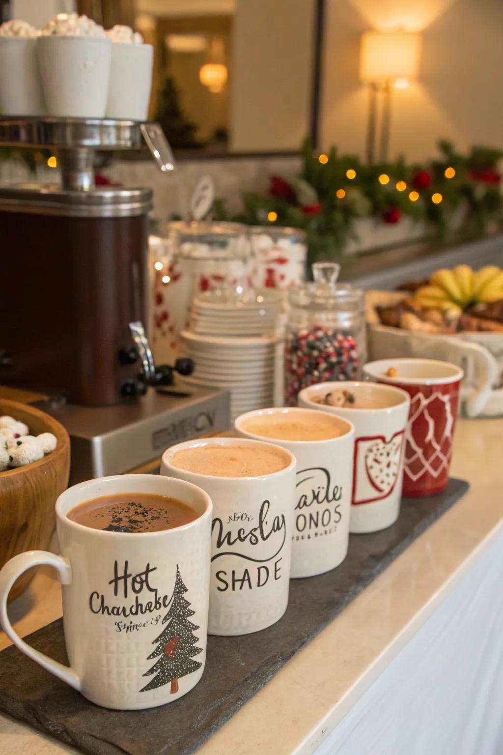 Personalized mugs introduce a special detail to your chocolate elixir experience.