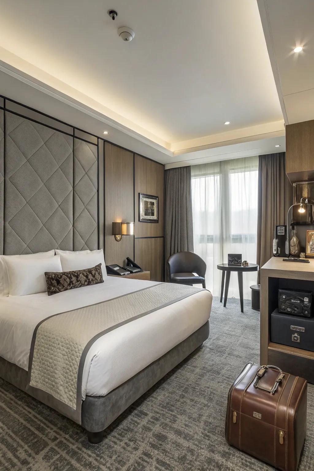 Contemporary details keep hotel rooms feeling modern and elegant.