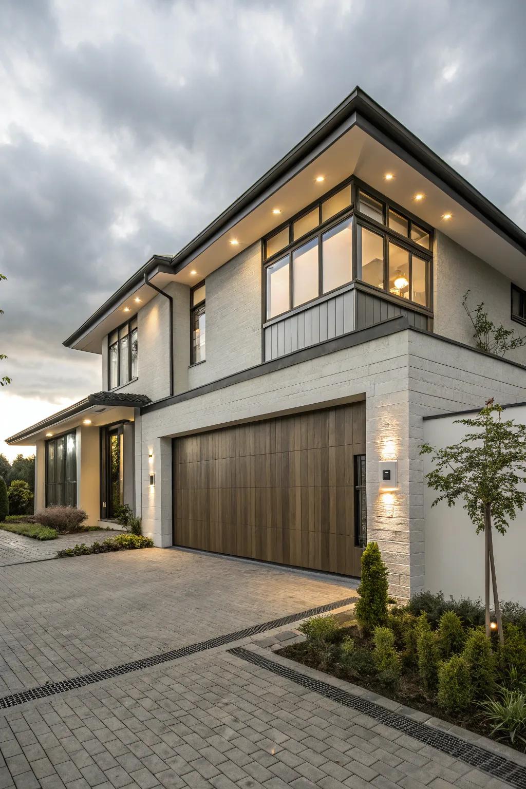 A garage that complements the overall design perfectly.