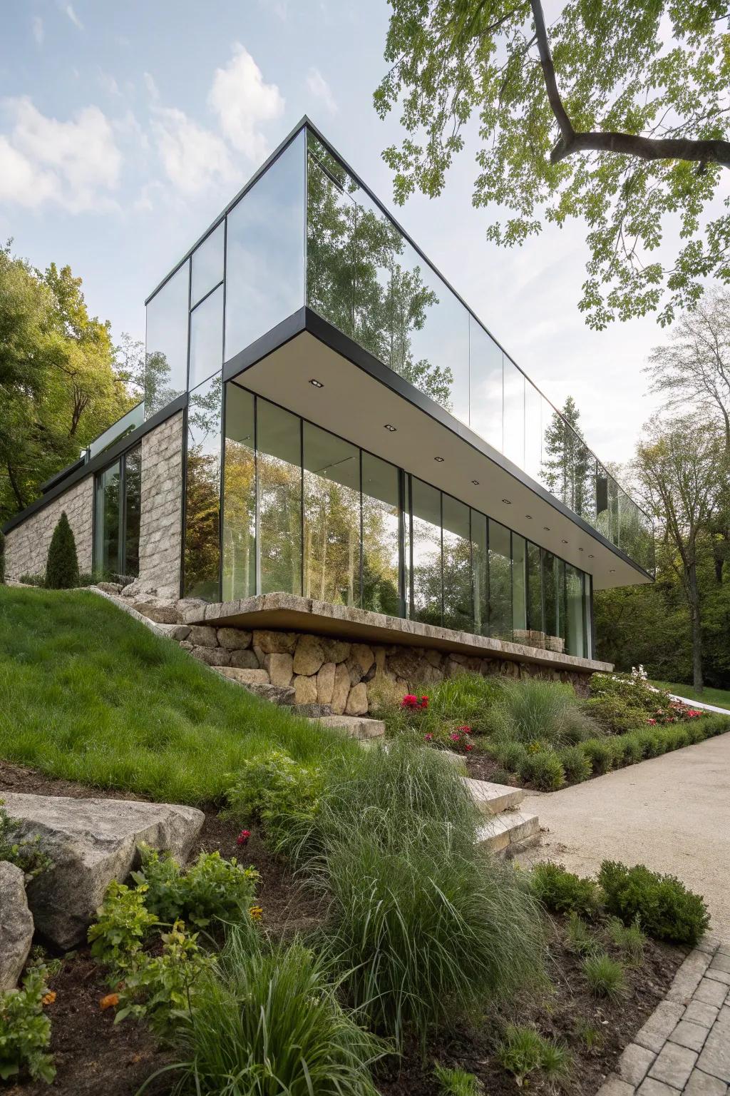 Reflective facades create a reflective, space-enhancing effect.