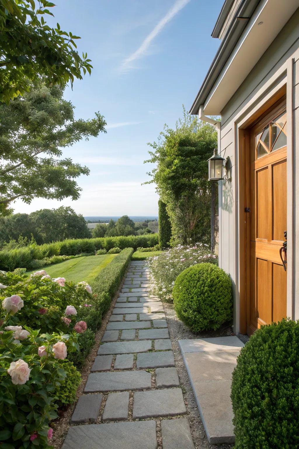An attractive walkway inviting and directing visitors to your door.