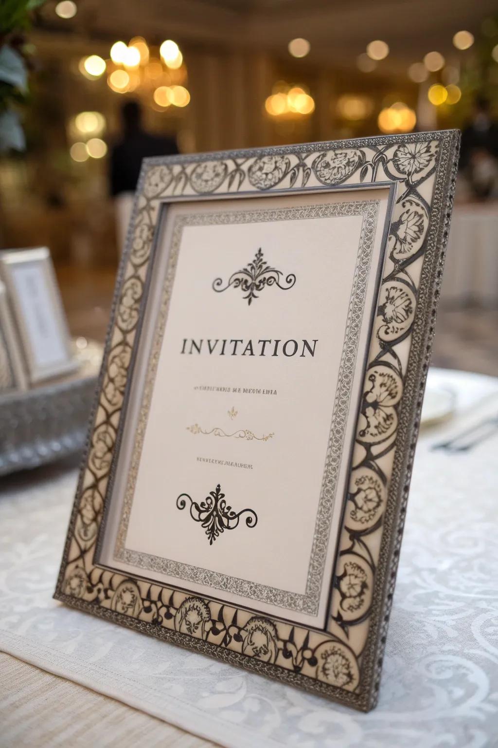Stylish borders frame your invitation beautifully.