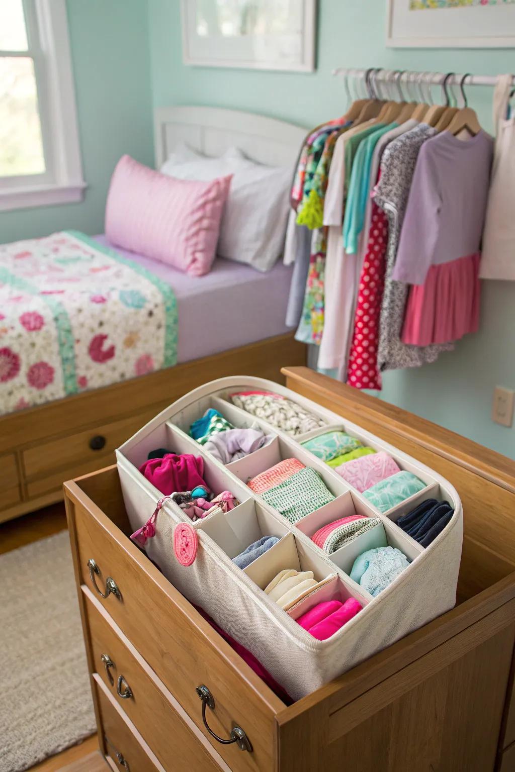 A hanging rack proves to be an efficient outfit organizer.