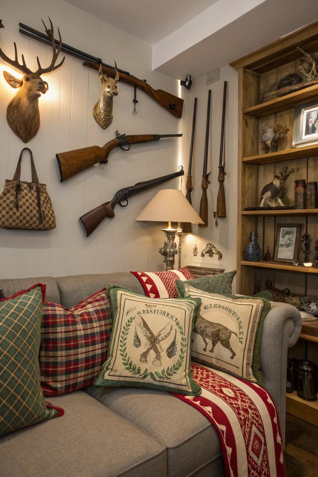 Themed decorations such as cushions and vintage equipment finalize the concept.