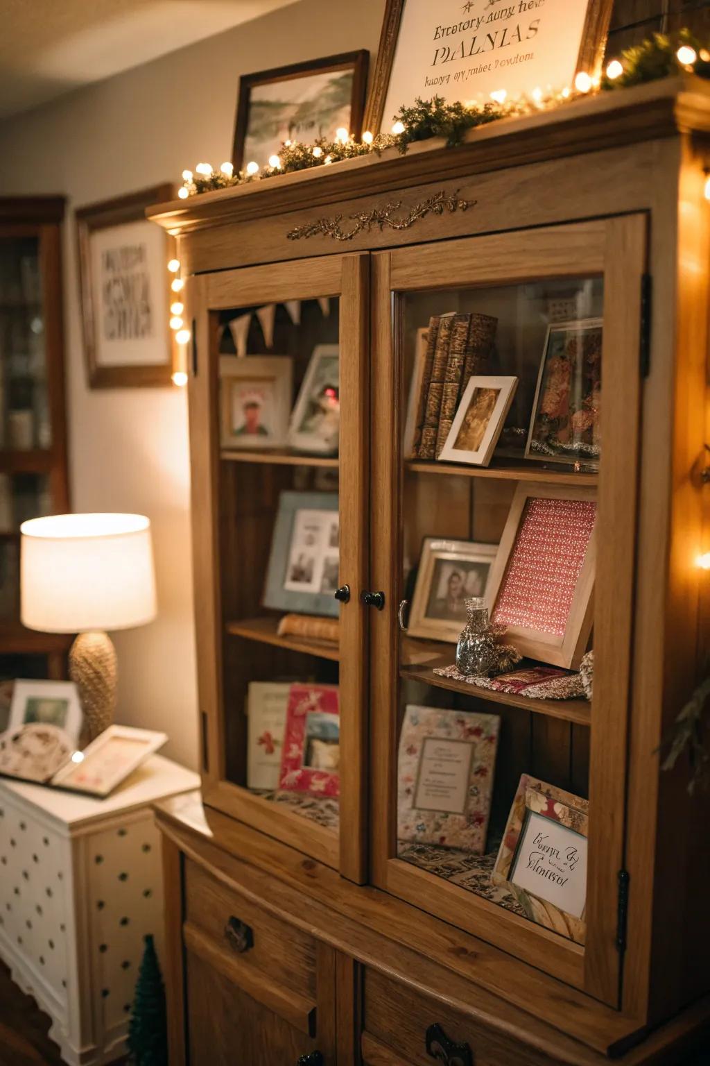 Personal items make this cabinet exceptionally unique.