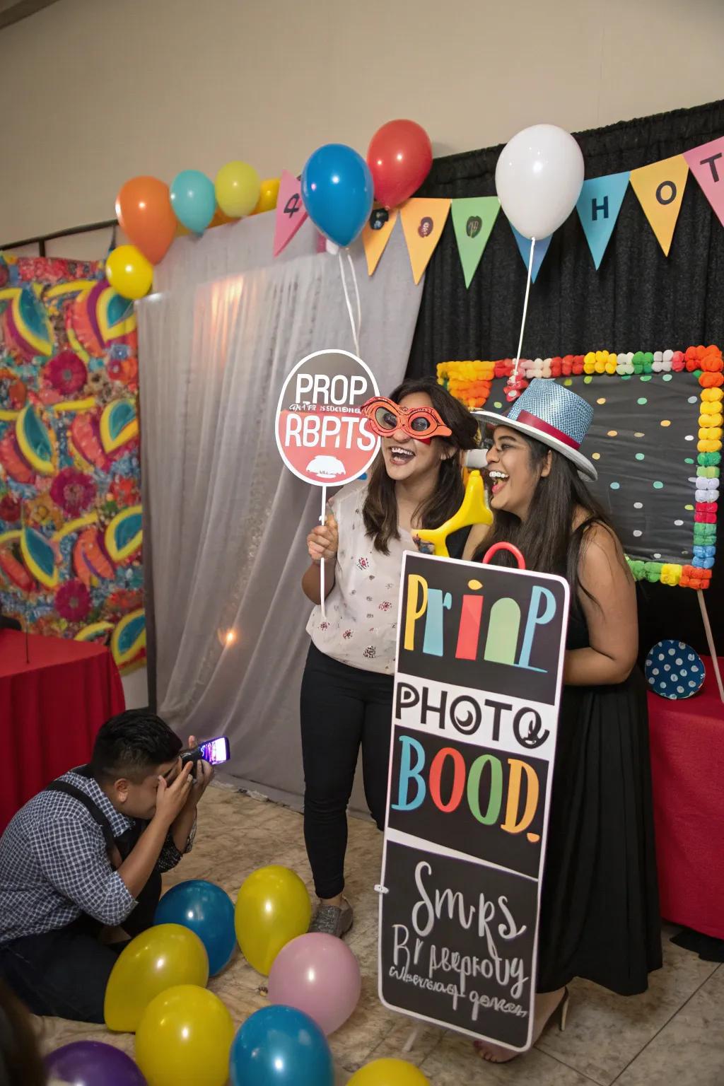 A fun indoor celebration featuring a DIY photo booth and themed backdrop.