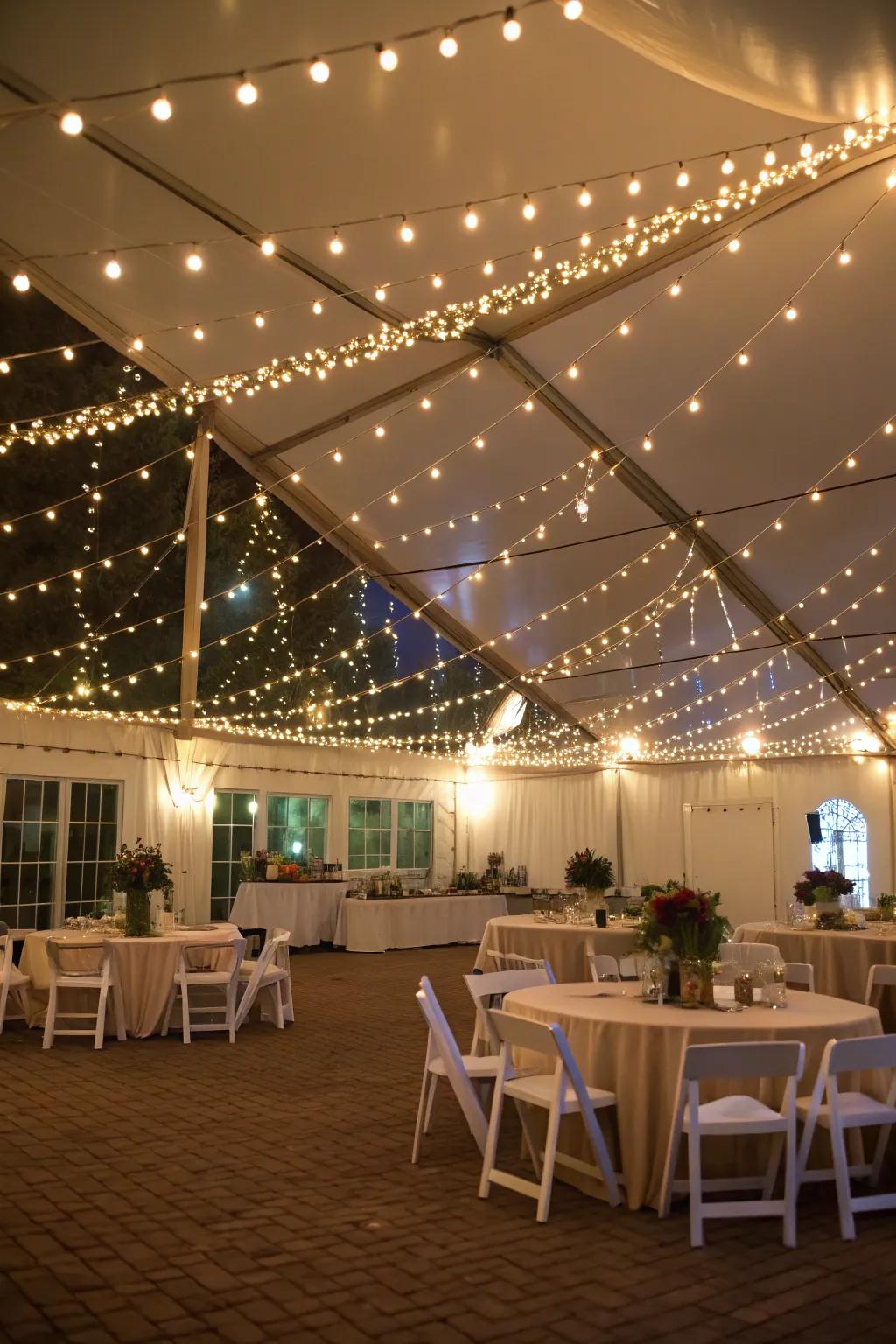 Fairy lights hung creatively make for a festive atmosphere.