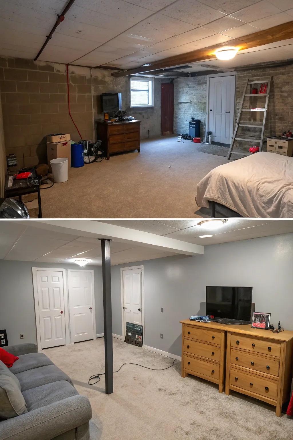 See the amazing transformation of a basement.