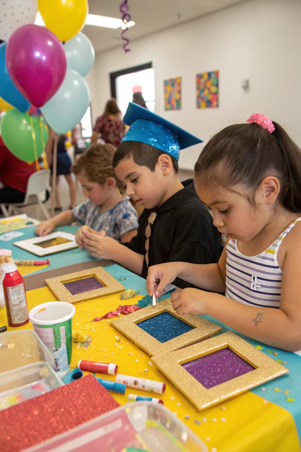 Crafting glitter casings, an enjoyable and creative activity for the children.