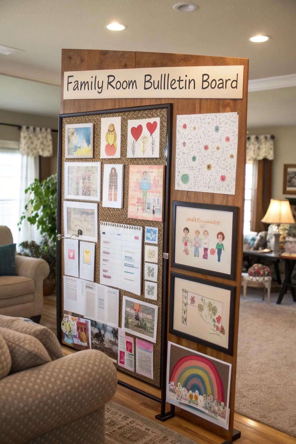 A family area showcases a kindness board featuring contributions and messages from household members.
