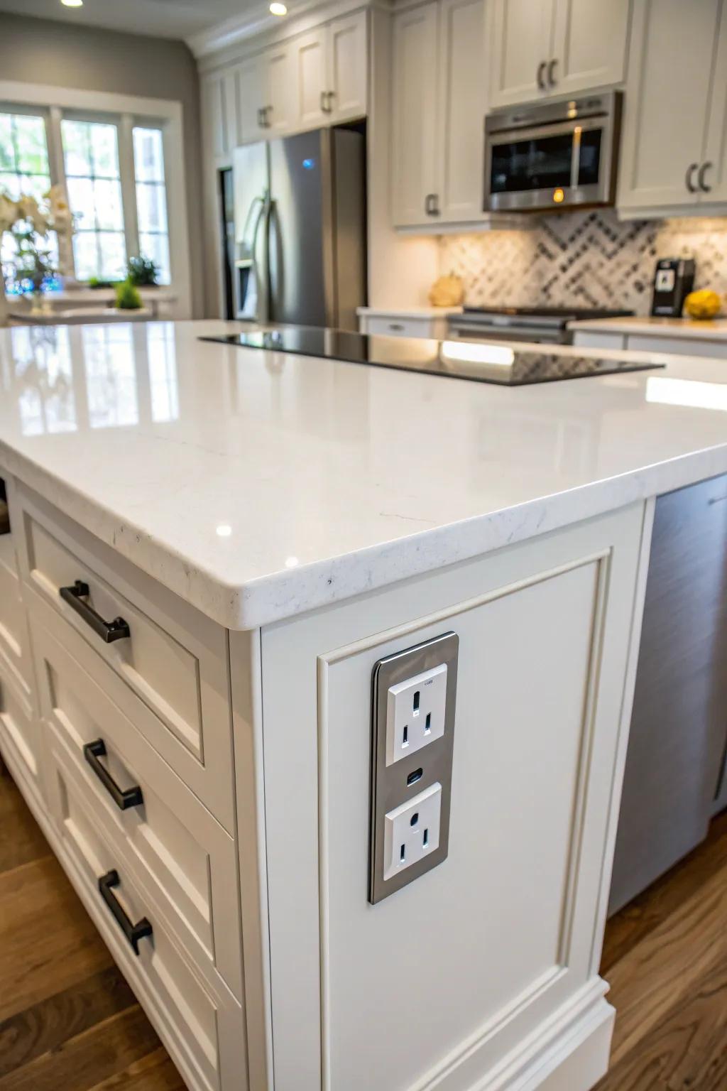 Indented outlets provide a sleek, unobtrusive finish.