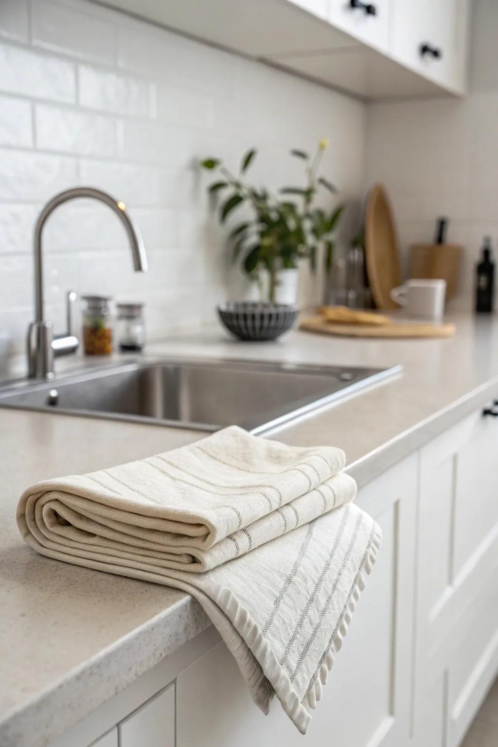 Embrace simplicity with a flat linen arrangement.