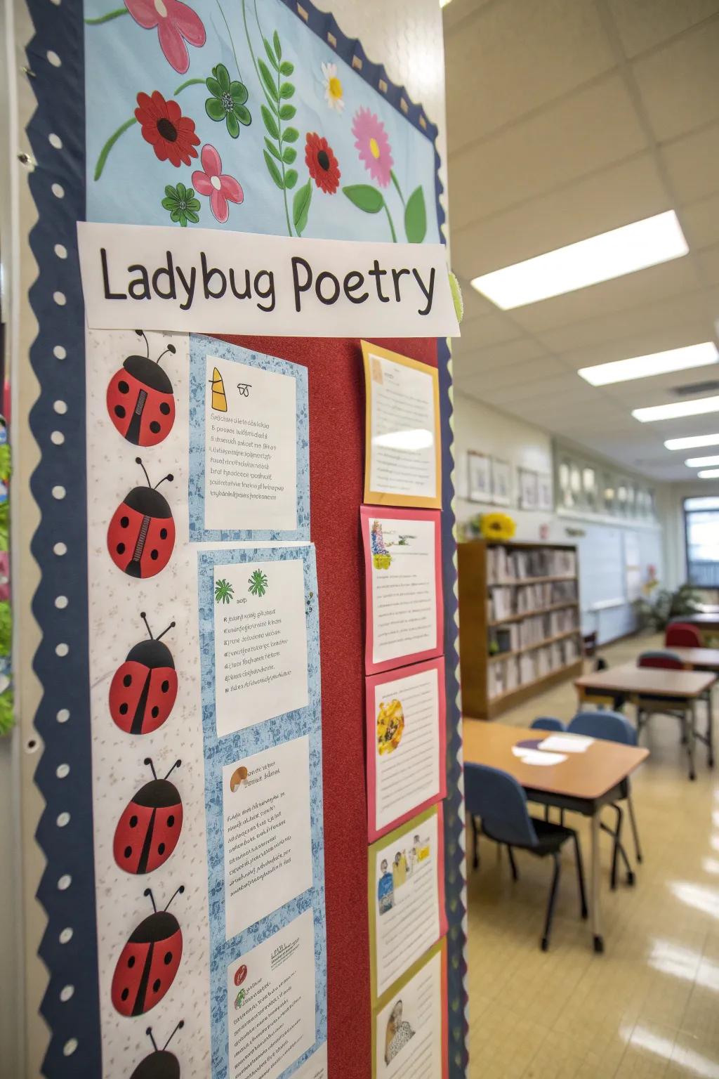 A creative ladybug poetry corner for budding writers.