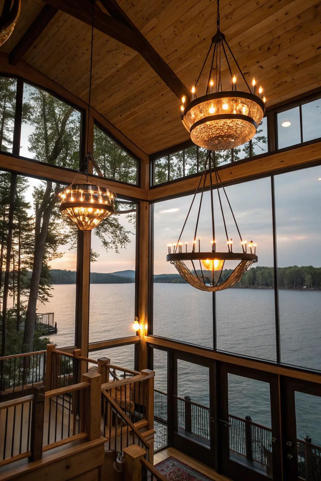 Statement lighting injects sophistication and focus.