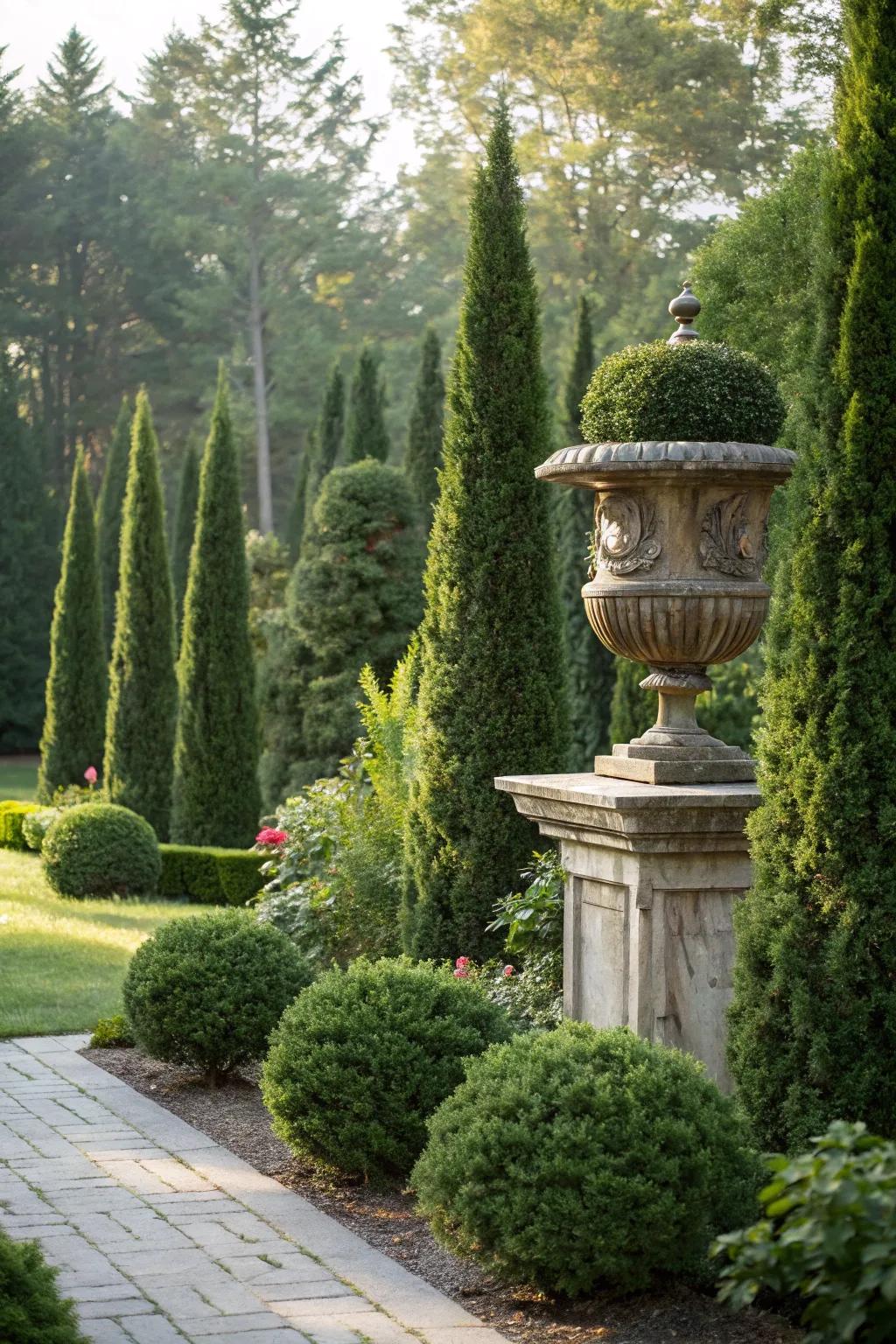 Evergreens turn your garden features into standout focal points.