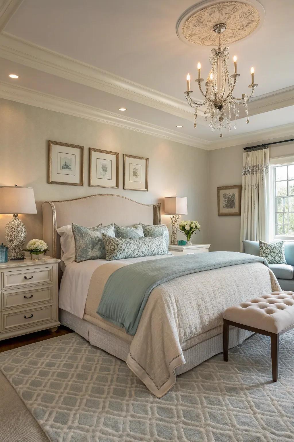 Calming colors create a serene and relaxing atmosphere.